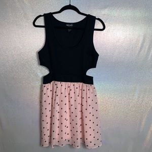 Wet Seal | Black & Pink Polka Dot Cutout Dress